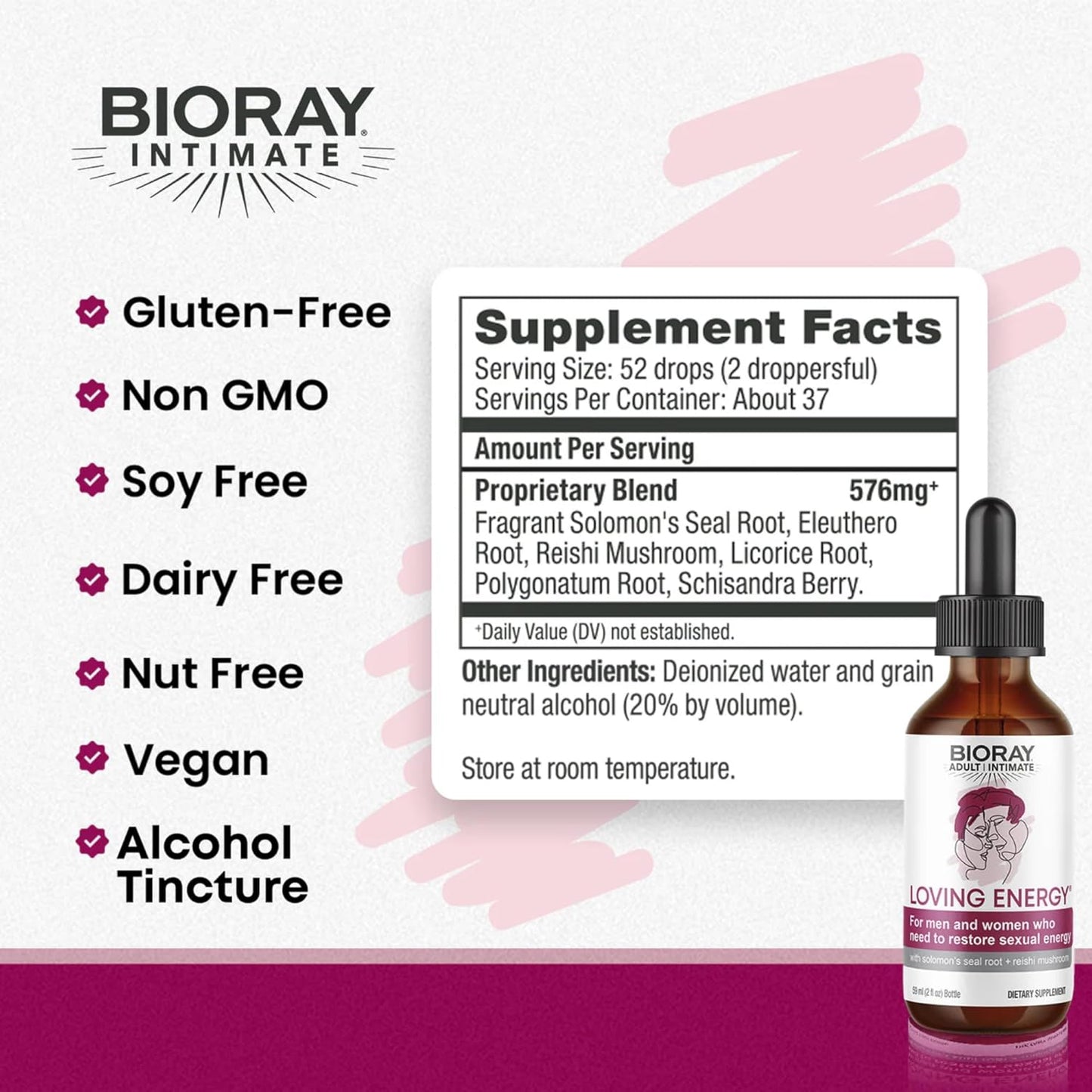 2 fl oz BIORAY Loving Energy with Medicinal Mushrooms - Non-GMO, Vegan, Gluten Free