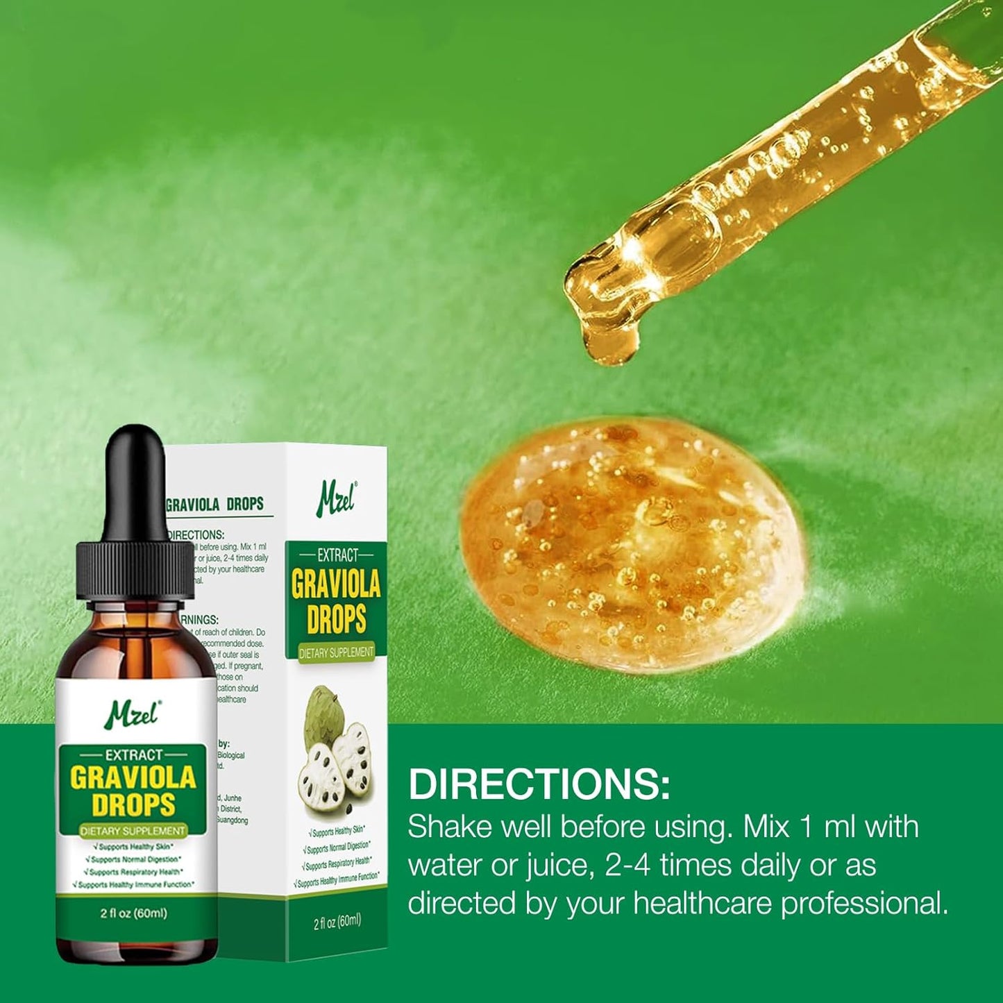 2 Fl Oz Graviola Leaf Extract Liquid Drops from Soursop, 98% Absorption for Men, Women, Mother, Father - Christmas Gift