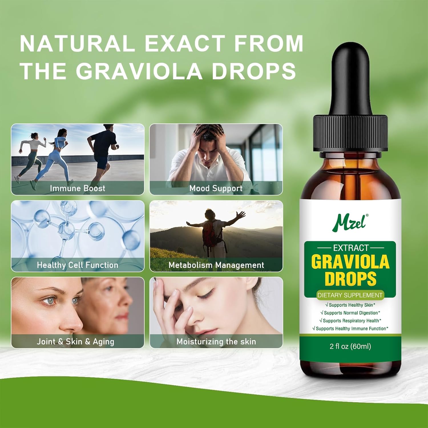 2 Fl Oz Graviola Leaf Extract Liquid Drops from Soursop, 98% Absorption for Men, Women, Mother, Father - Christmas Gift
