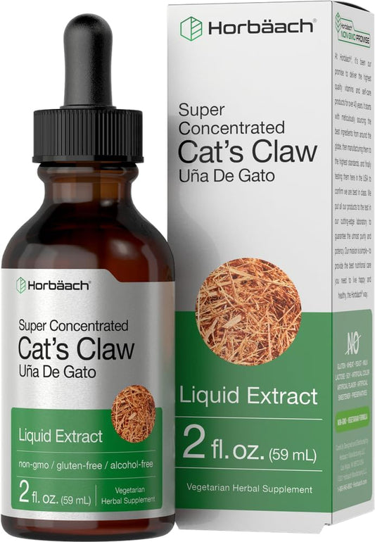 2 Fl Oz Horbäach Cats Claw Herb Extract Tincture - Alcohol Free Liquid Supplement - Vegetarian, Non-GMO, Gluten Free