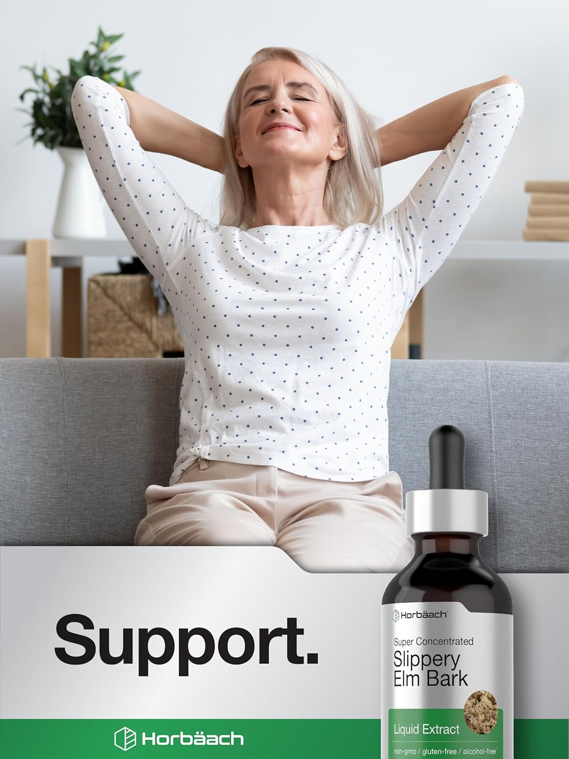2 Fl Oz Horbäach Slippery Elm Liquid Drops: Vegetarian, Alcohol-Free Extract Tincture - Non-GMO & Gluten-Free - BoostGo Australia