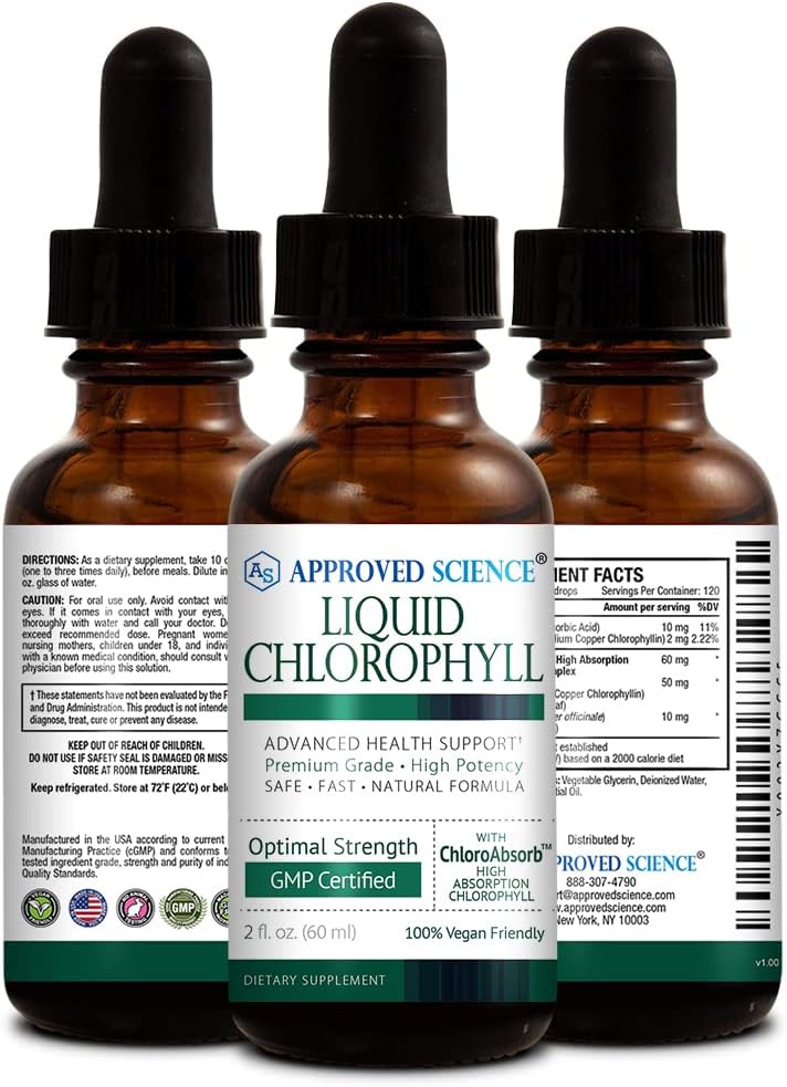 2 fl. oz. Liquid Chlorophyll with ChloroAbsorb & Mulberry Extract - Energize Body, Digestive & Immune Support - Natural Deodorant, Detox - Vegan, Made in USA