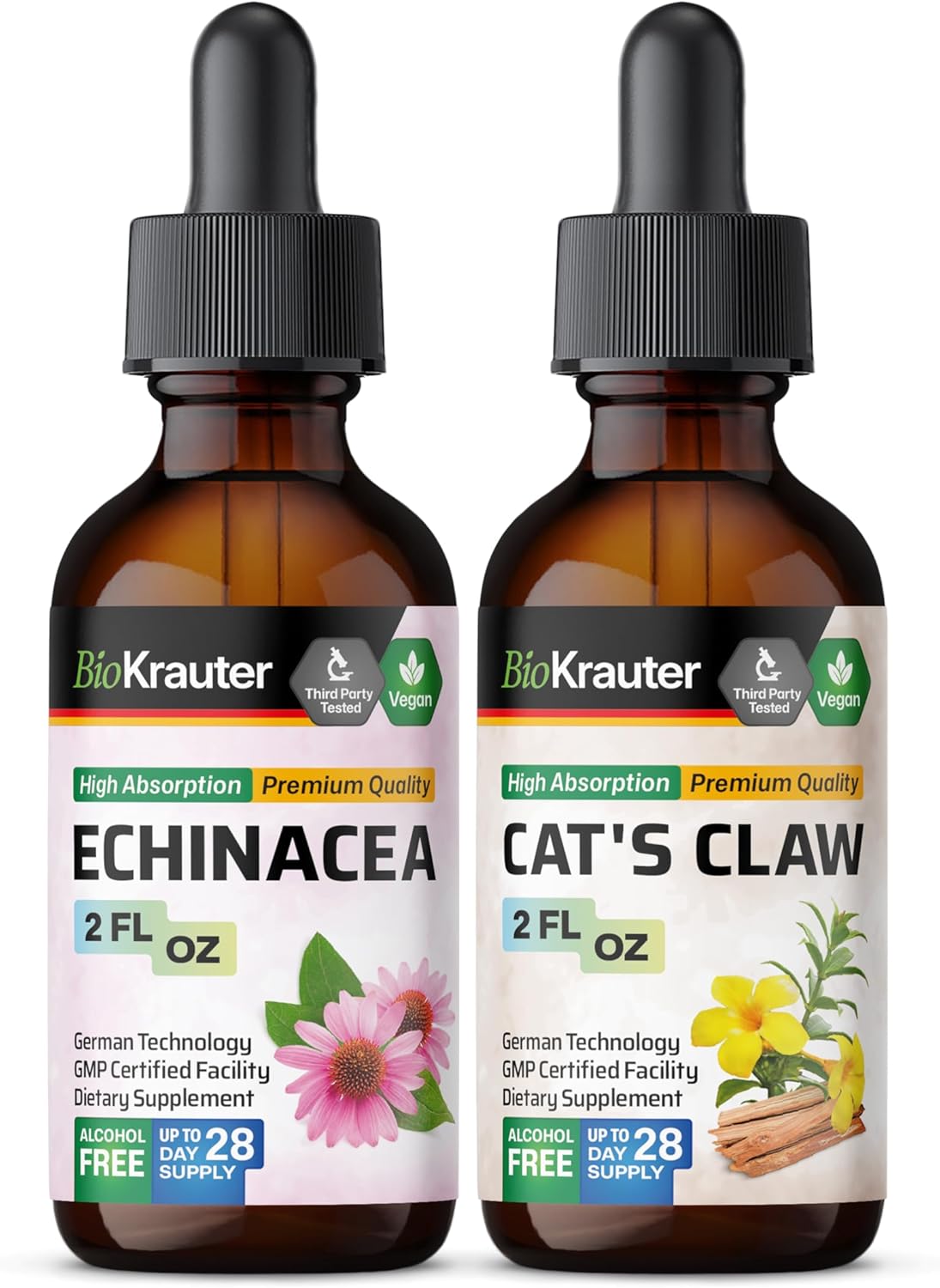 2 Fl. Oz. of Echinacea and Cat's Claw Tinctures by BIO KRAUTER