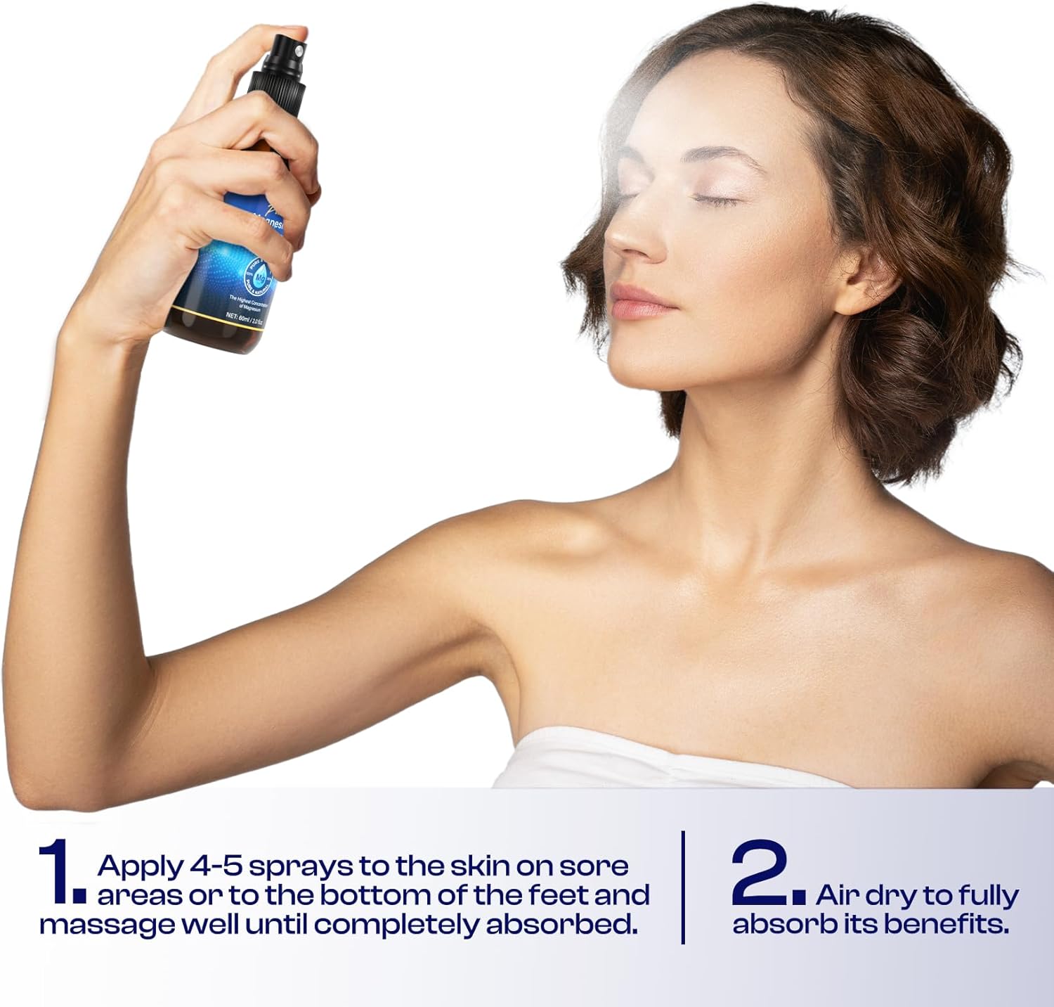 2 Fl Oz Pure Magnesium Oil Spray for Feet - Easy Absorption - All Skin Types