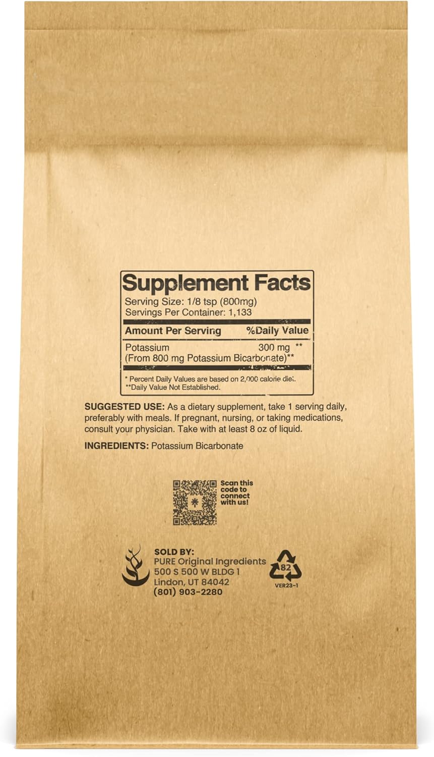 2 lb Bag of Pure Potassium Bicarbonate - Natural, Food Safe, Electrolyte, Leavening Agent