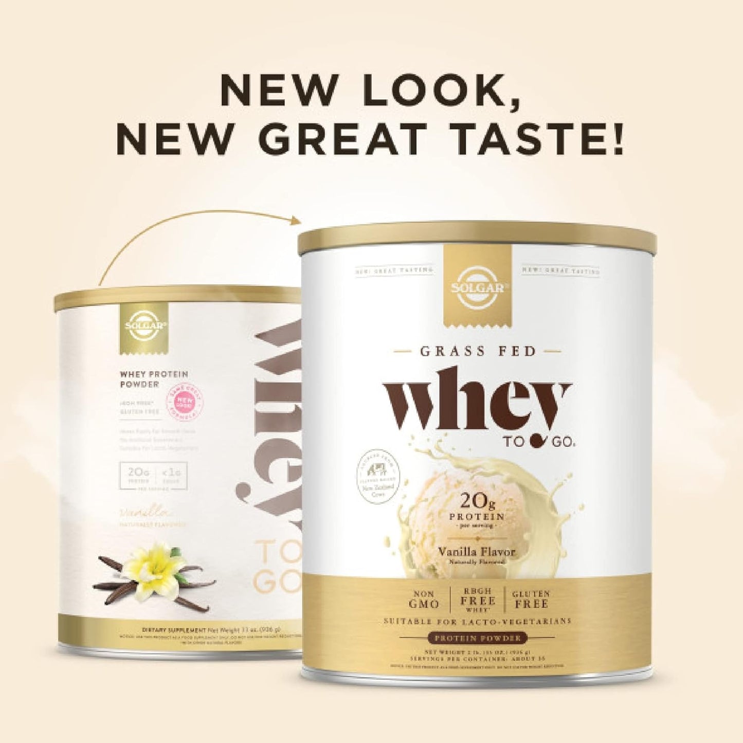 2 lb Grass-Fed Whey Protein Powder - Vanilla Flavor - Non-GMO, Gluten Free - 36 Servings