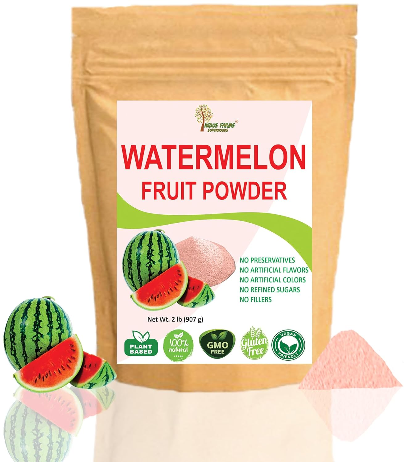 2 LB Indus Farms Superfoods Watermelon Fruit Powder - Natural Pre & Post-Workout Supplement with Instant Electrolytes, Hydration Mixes - GMO-Free