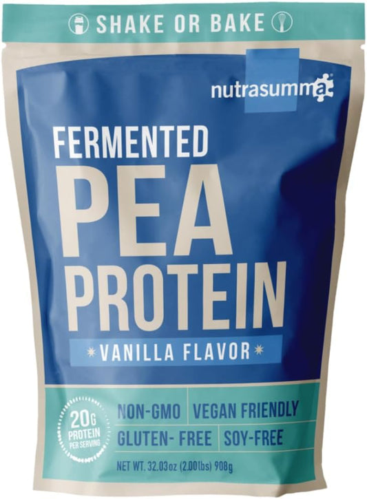 2 LB Nutrasumma Vanilla Pea Protein Powder - Gluten-Free, Non-GMO, Vegan Protein Powder with No Bloating