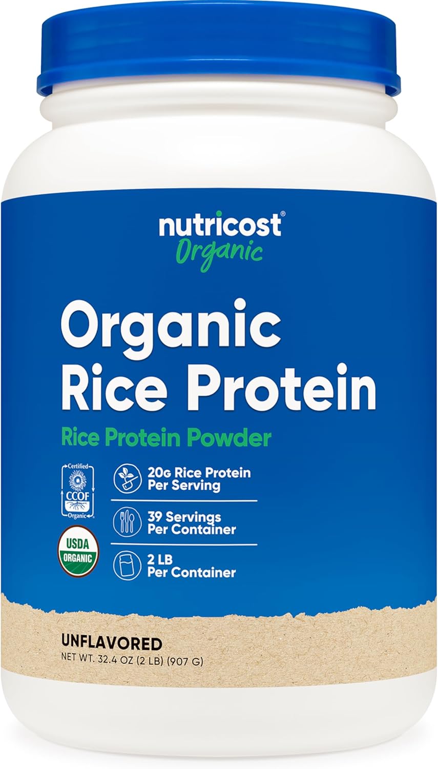 2 LB Nutricost Organic Rice Protein Powder - Gluten-Free & Non-GMO