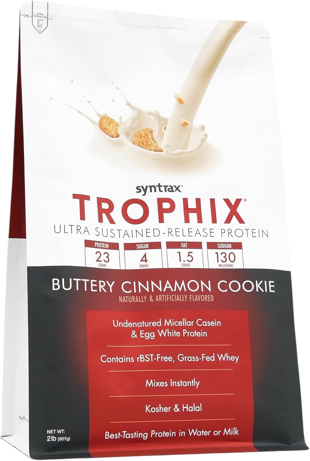 2 lb Syntrax Nutrition Trophix Protein Powder with Real Cookie Pieces, Buttery Cinnamon Cookie Flavor