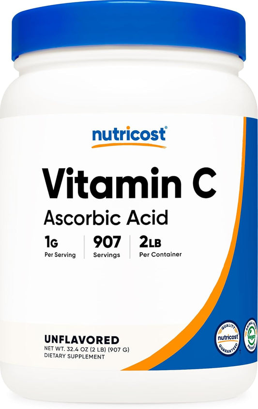 2 LBS Nutricost Ascorbic Acid Powder (Vitamin C) - Gluten Free, Non-GMO Supplement