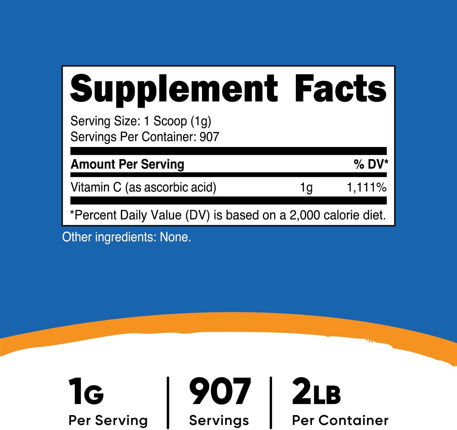 2 LBS Nutricost Ascorbic Acid Powder (Vitamin C) - Gluten Free, Non-GMO Supplement