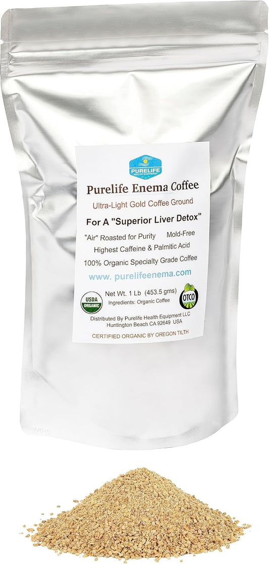 2 LBS Purelife Enema Gold Roast Coffee: Mold-Free, High Potency Green Coffee for Liver Detox - Fresh Direct from Manufacturer