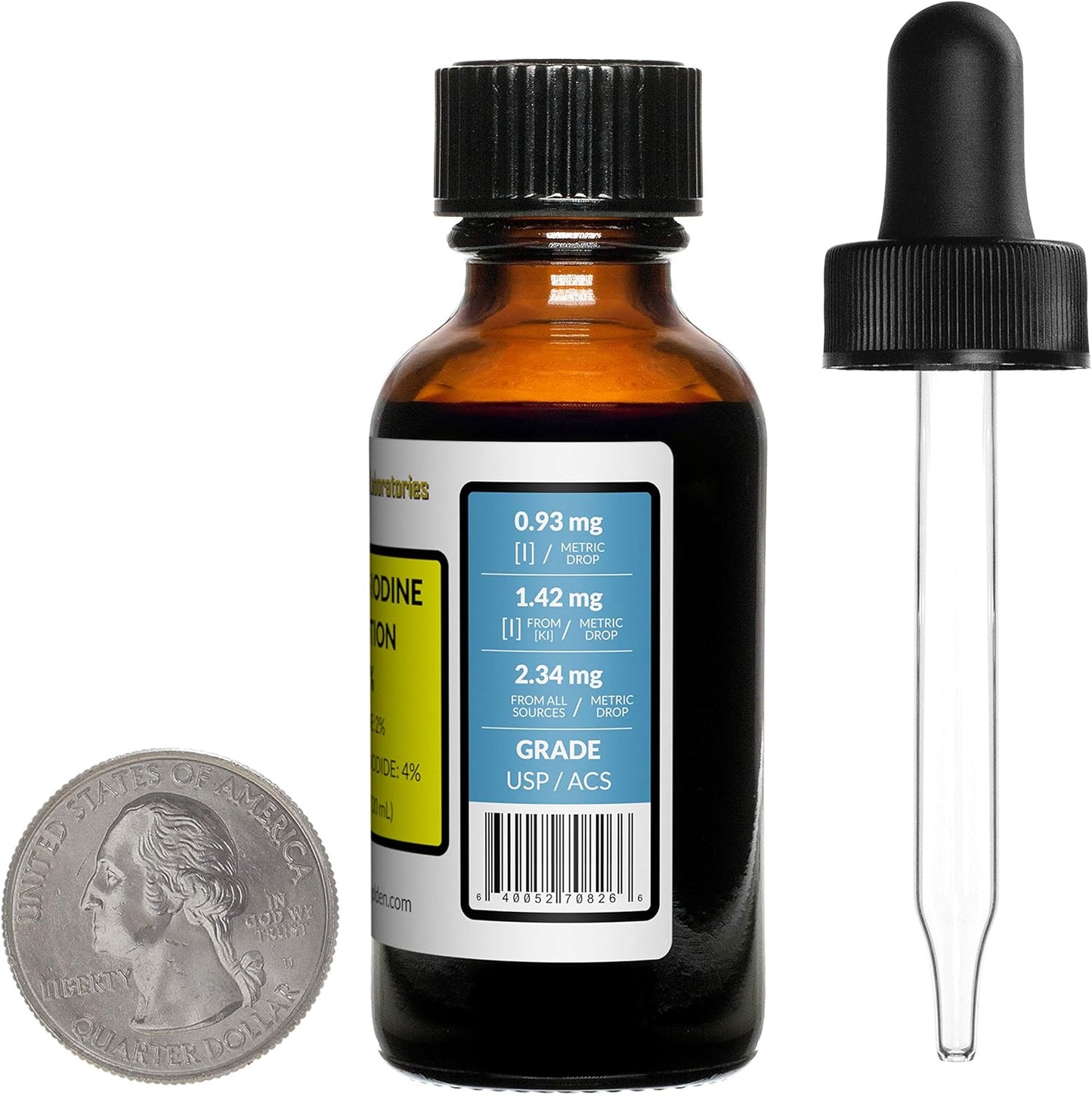 2% Lugol's Iodine Solution - 2 Oz - Two Amber Glass Bottles - Free Droppers - Made in USA