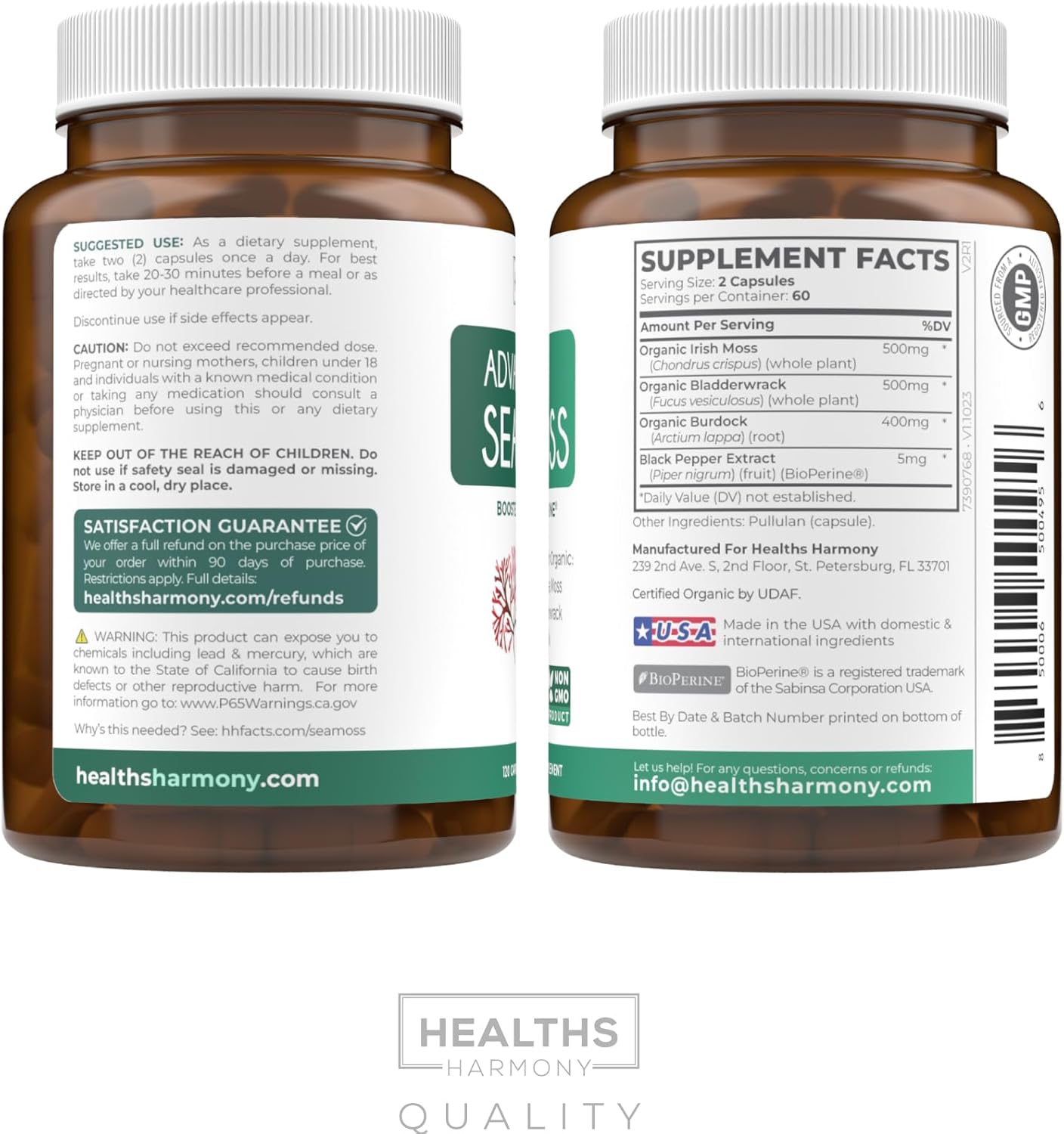 2-Month Supply: Black Seed Oil & Irish Sea Moss Capsules - Cold-Pressed Nigella Sativa and Bladderwrack with Bioperine for Wellness