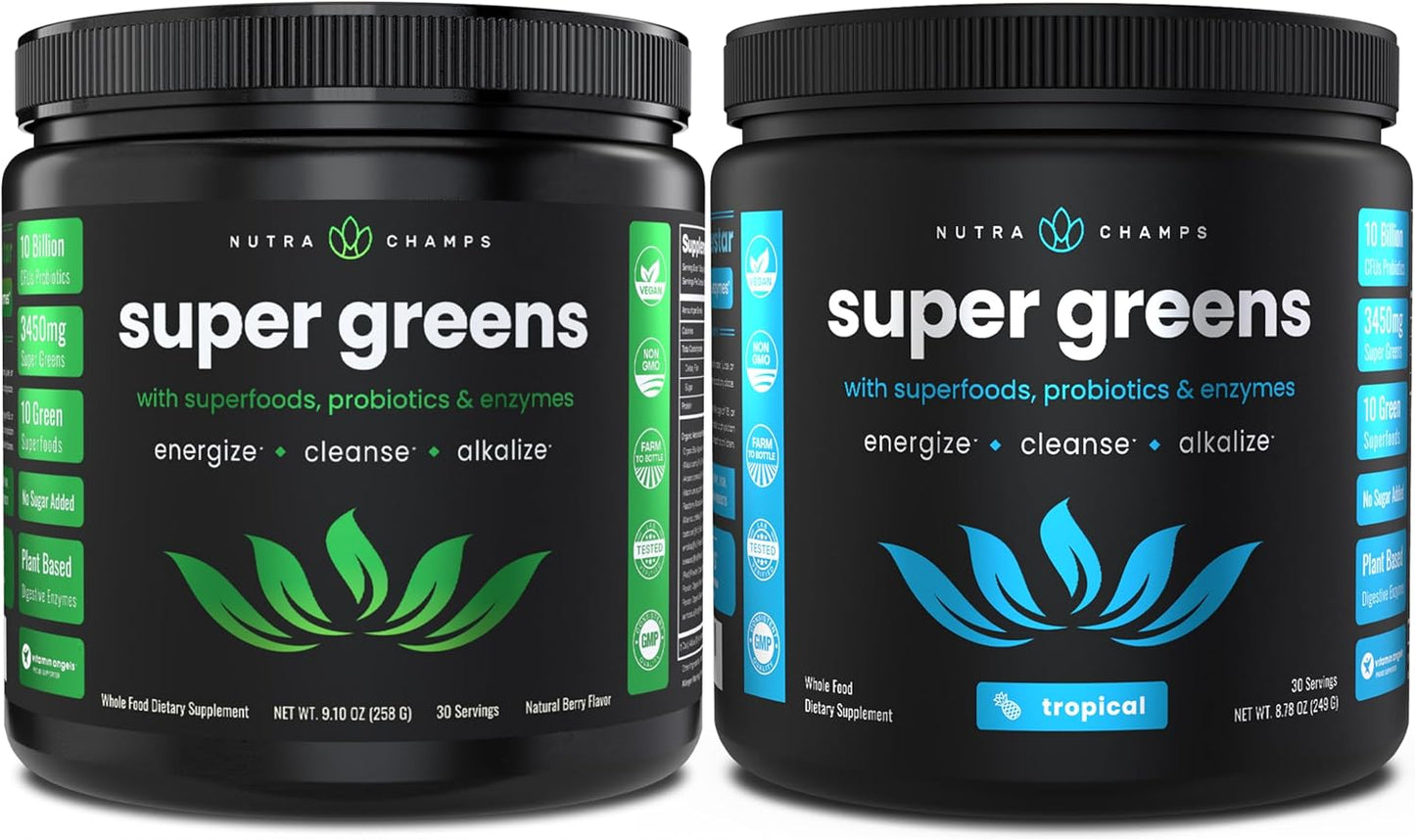 2-Month Supply NutraChamps Berry & Tropical Super Greens Bundle