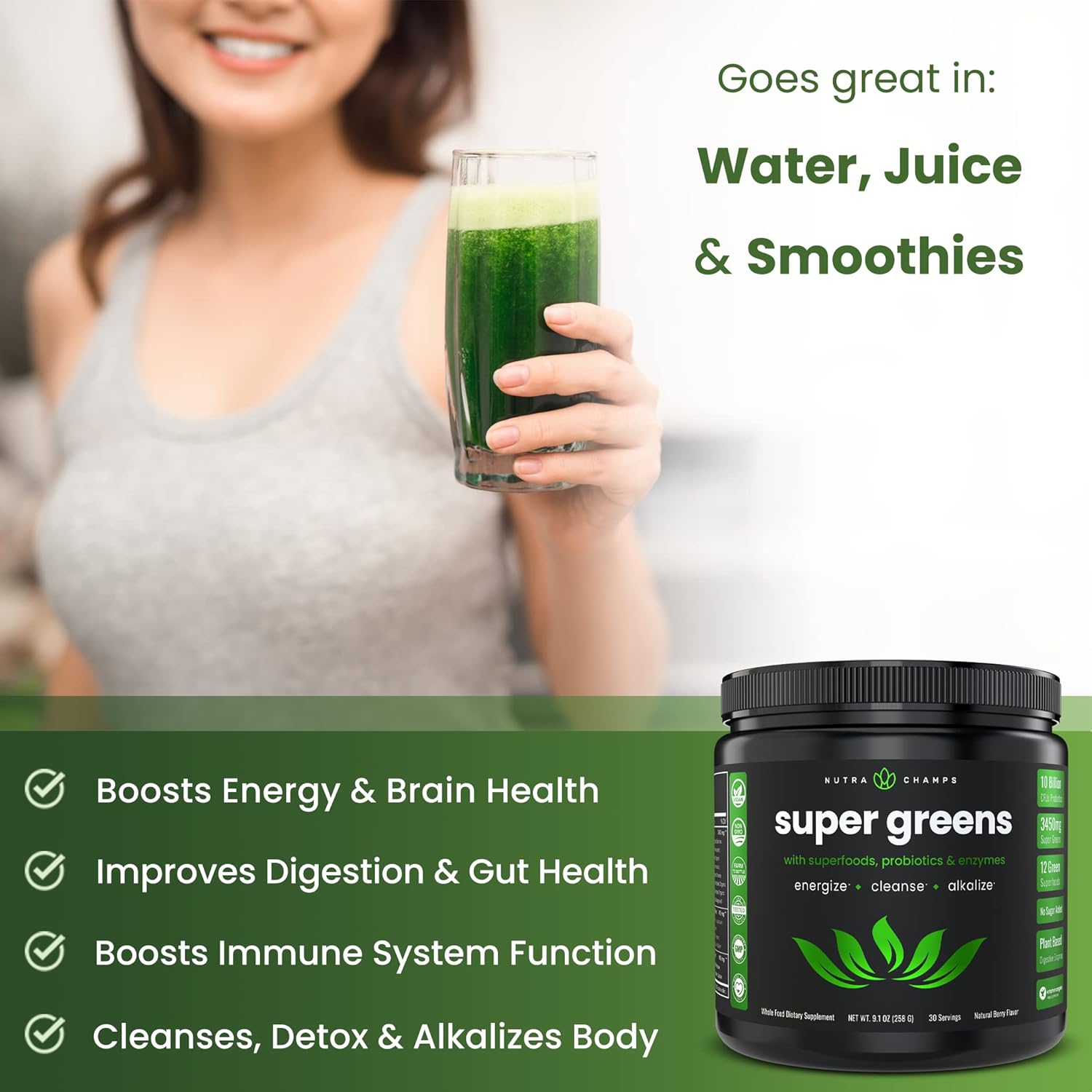 2-Month Supply NutraChamps Berry & Tropical Super Greens Bundle