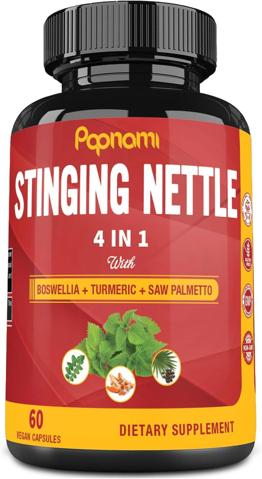 2 Month Supply of Papnami Stinging Nettle Extract Capsules with Boswellia, Turmeric, Saw Palmetto for Joint, Body, Skin, Hair, Immunity