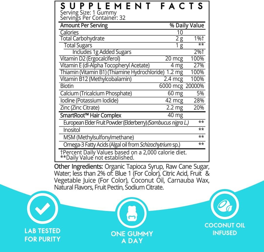 2 Month Supply of SugarbearPro Hair Vitamin Gummies with Pure Batana Natural Hair Growth Oil - Biotin 6000mcg, Vegan, Men, Women, Elderberry, Halal, Cruelty-Free