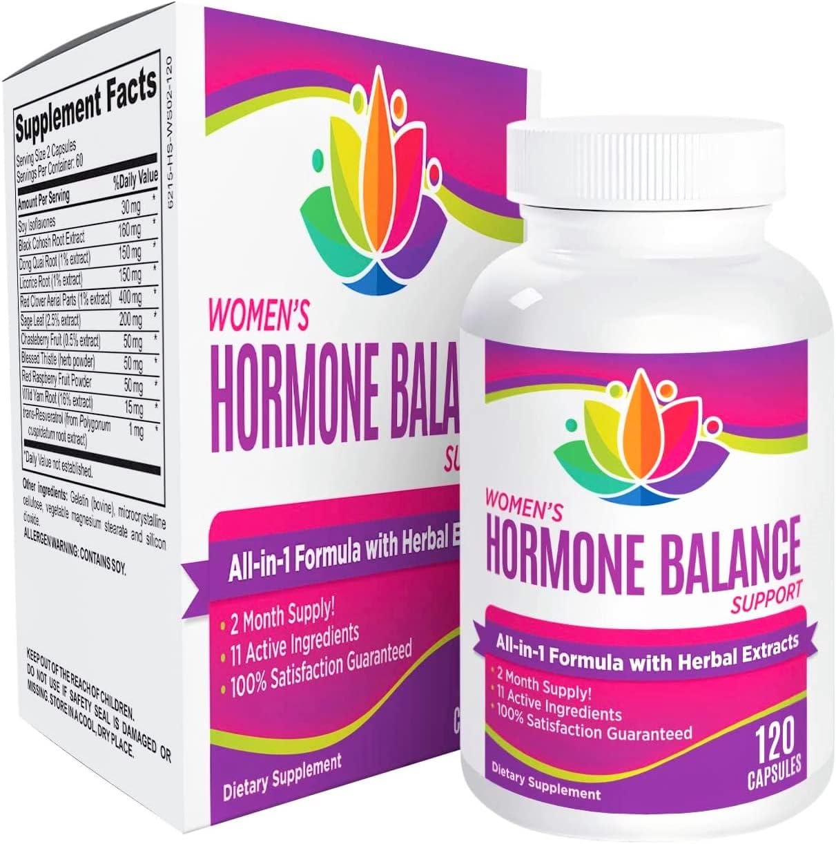 2-Month Supply Women's Hormone Balance Herbal Supplement with 11 Natural Ingredients - Hormonal Health Formula for Female Support