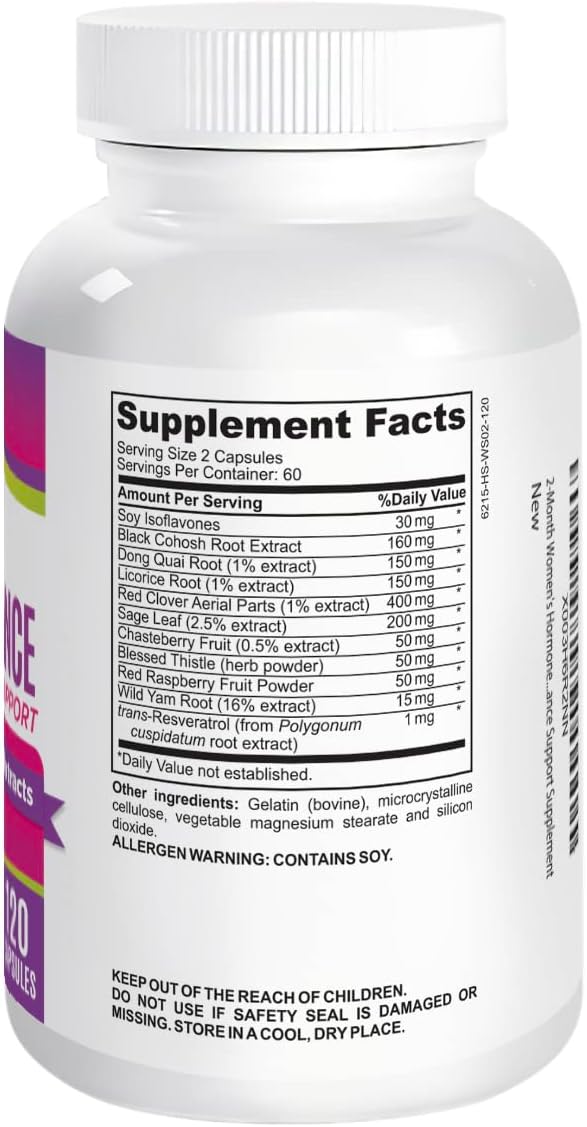 2-Month Supply Women's Hormone Balance Herbal Supplement with 11 Natural Ingredients - Hormonal Health Formula for Female Support