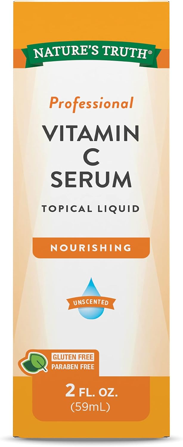 2 oz Nature's Truth Vitamin C Serum for Face & Skin - Nourishing & Unscented Oil