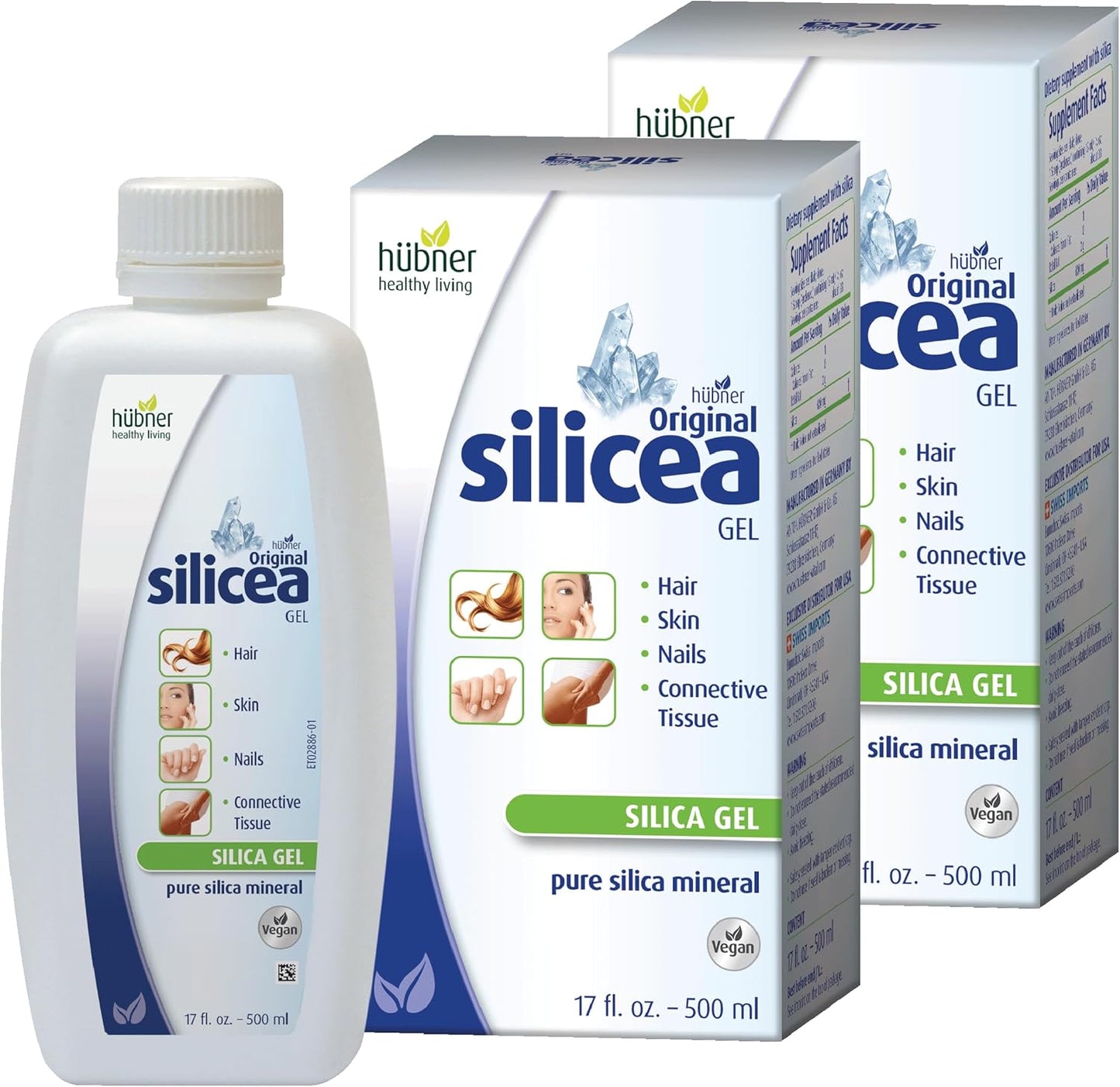 2 Pack 17 fl oz Hubner Original Silicea Gel for Hair, Skin, Nails, and Connective Tissue - Pure Colloidal Silica Gel Formula with No Additives
