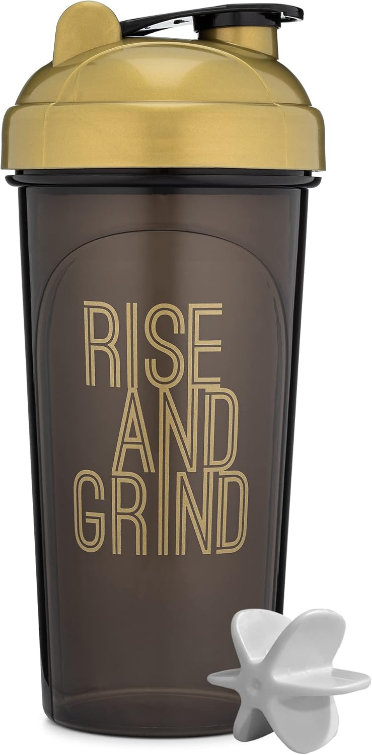 2-Pack 28oz Shaker Bottle Set with Motivational Quotes - Black/Gold & Moss | Protein Blender Bottle with 2x Wire Mixer - BPA Free & Dishwasher Safe