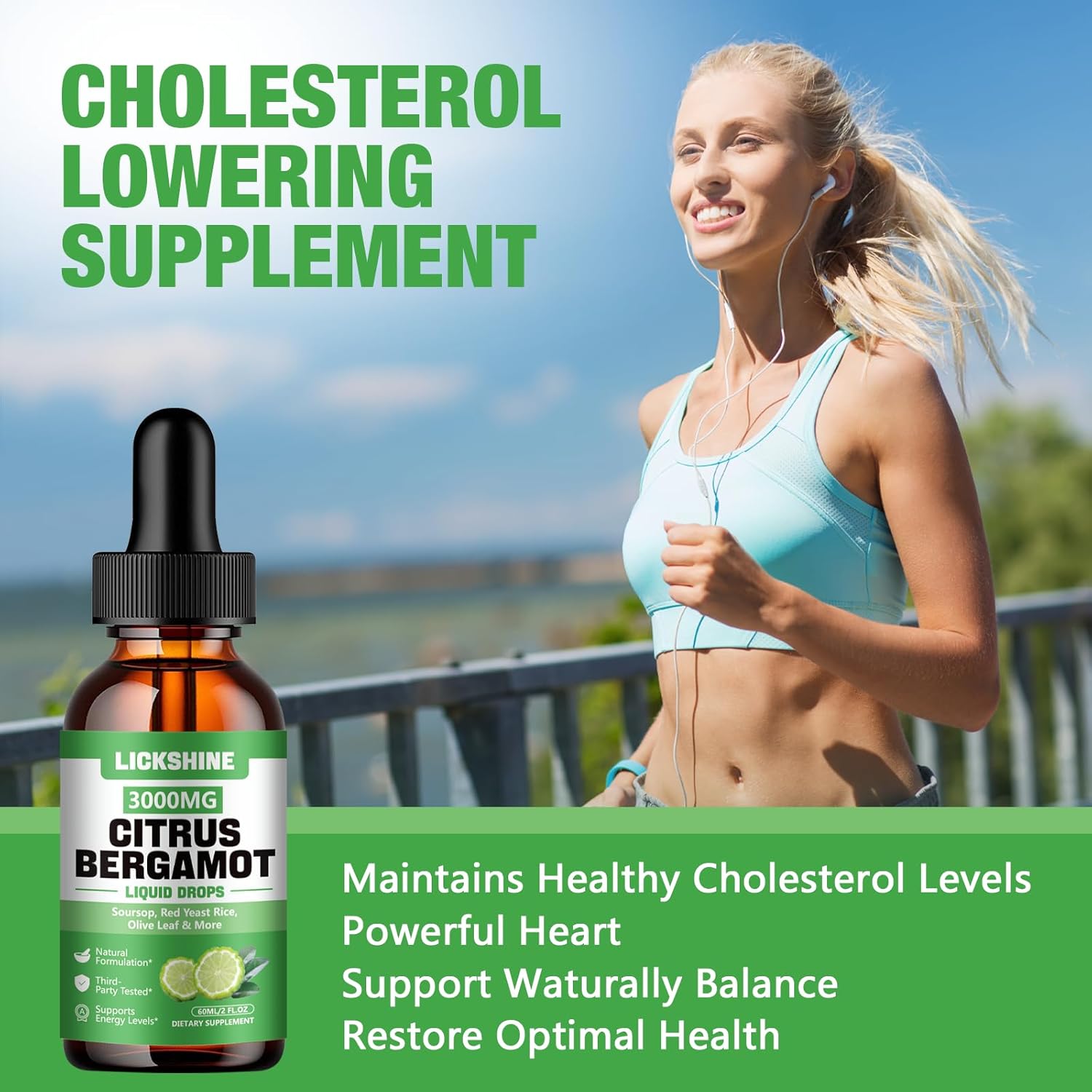 2 Pack 3000mg Citrus Bergamot Liquid Drops for Cholesterol Lowering & Immune Support - Soursop Bitters Liquid, 4 Fl Oz