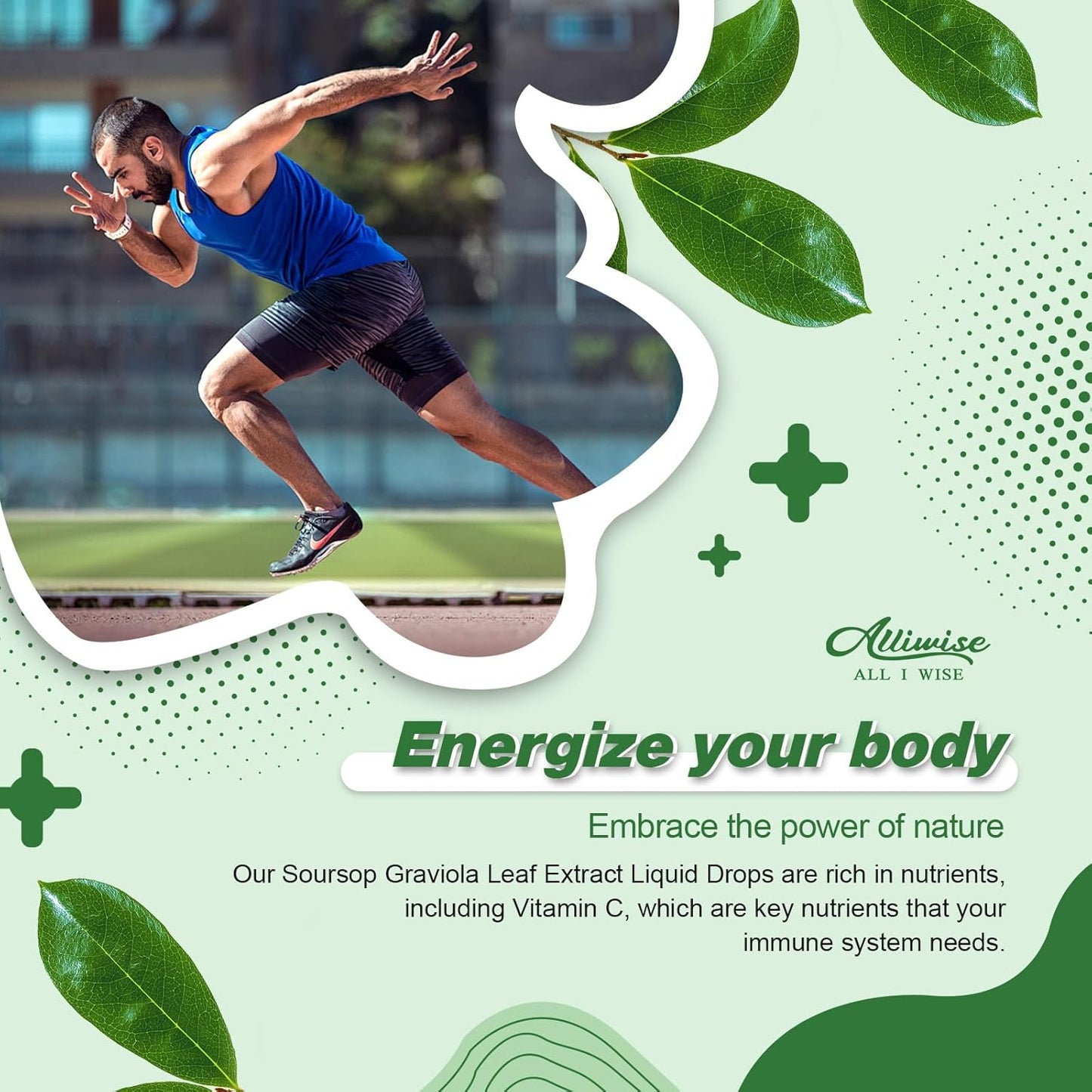 2 Pack Alliwise Soursop Graviola Leaf Extract Liquid Drops - Cell Regeneration & Immune Support - Vegan Soursop Bitters - High Absorption - 4 Fl Oz