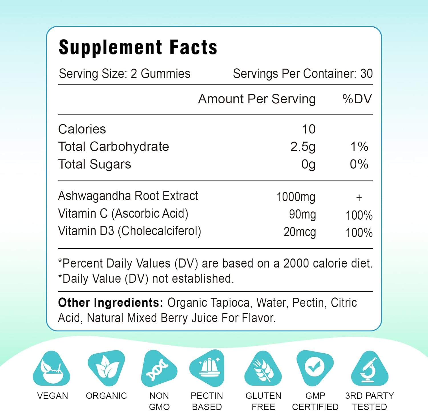 2 Pack Ashwagandha and Vitamin D Gummies with Vitamin C for Calm Mood, Relaxation, and Immune Support - 120 Mixed Berry Gummies for Men and Women