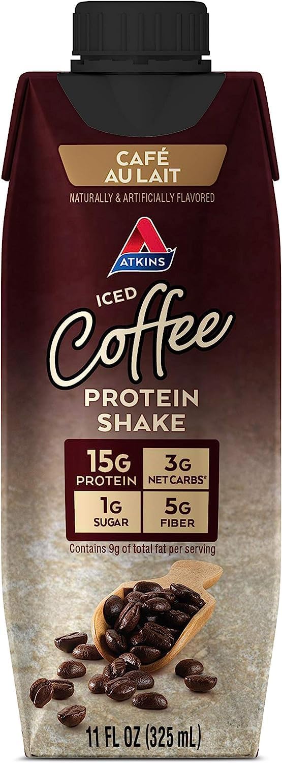 2 Pack Atkins Café Caramel Iced Coffee Protein Shake - 15g Protein, Low Glycemic, 3g Net Carb, 1g Sugar, Keto Friendly