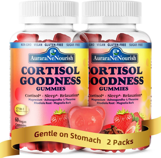 2 Pack AuraraNeNourish Cortisol Supplement Gummies with Magnesium Glycinate, Ashwagandha, L-Theanine, and Phosphatidylserine for Women's Hormone Balance, Mood, Focus, and Sleep Support
