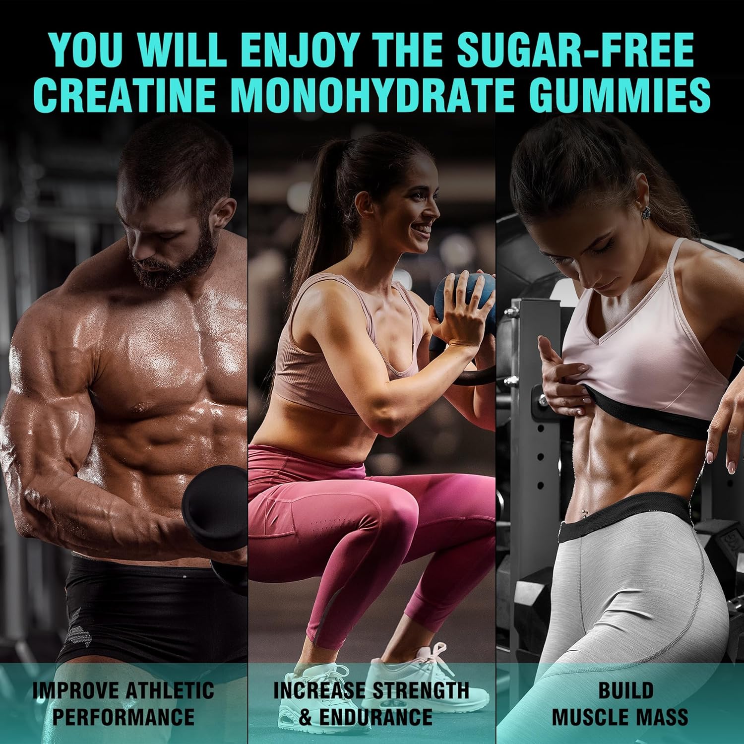 2 Pack BAKAKOUL Creatine Monohydrate Gummies 5g - 120 Sugar Free Gummies with Magnesium Glycinate, L-Threonate, L-Taurine, Vitamin B12 for Muscle Support, Energy Boost - Men & Women's Supplement