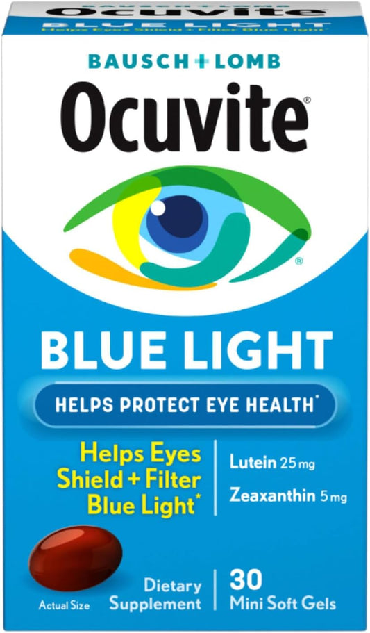 2-Pack Bausch + Lomb Ocuvite Blue Light Lutein & Zeaxanthin Supplement - 30 Softgels, 25mg Lutein