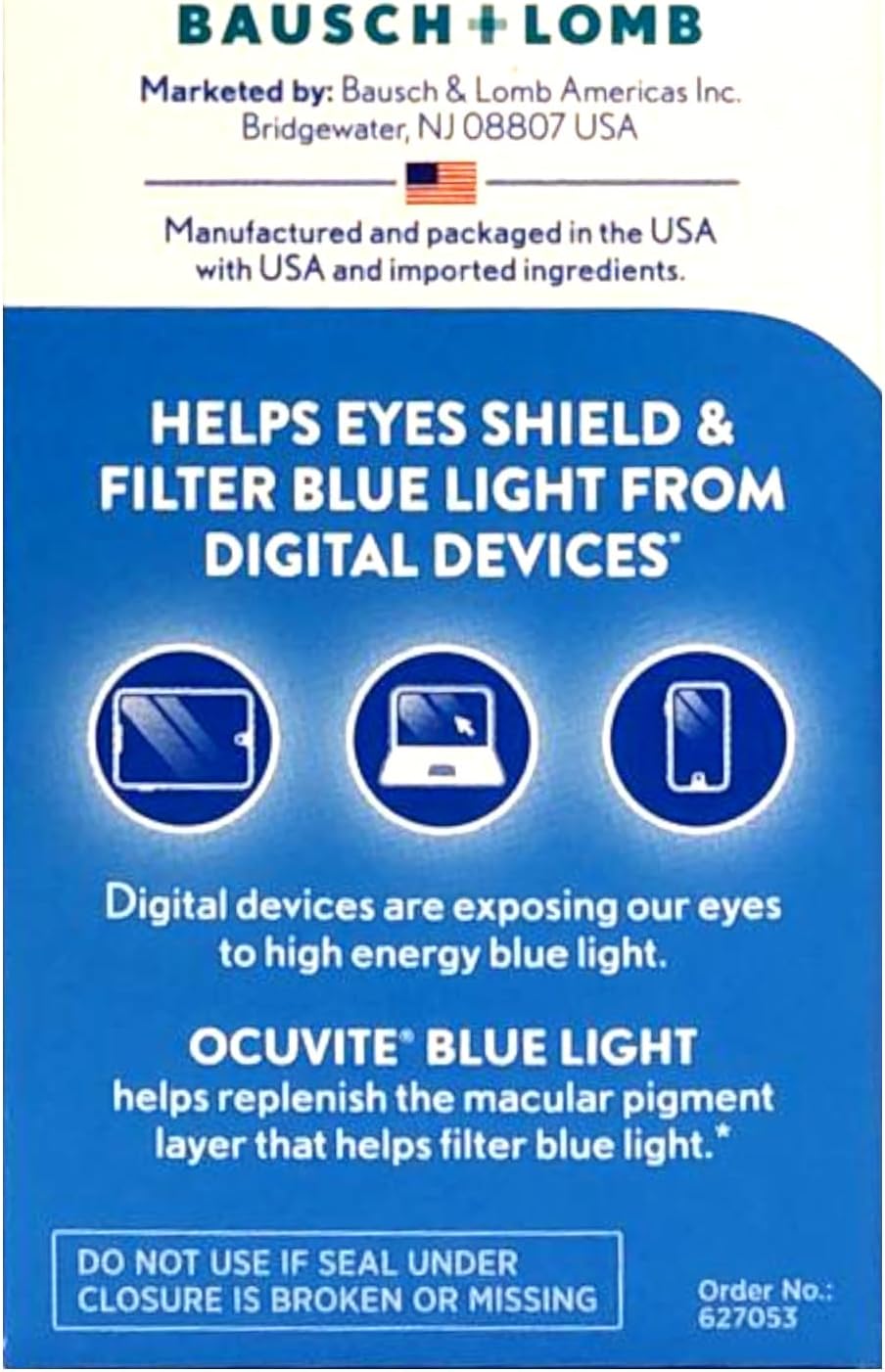 2-Pack Bausch + Lomb Ocuvite Blue Light Lutein & Zeaxanthin Supplement - 30 Softgels, 25mg Lutein