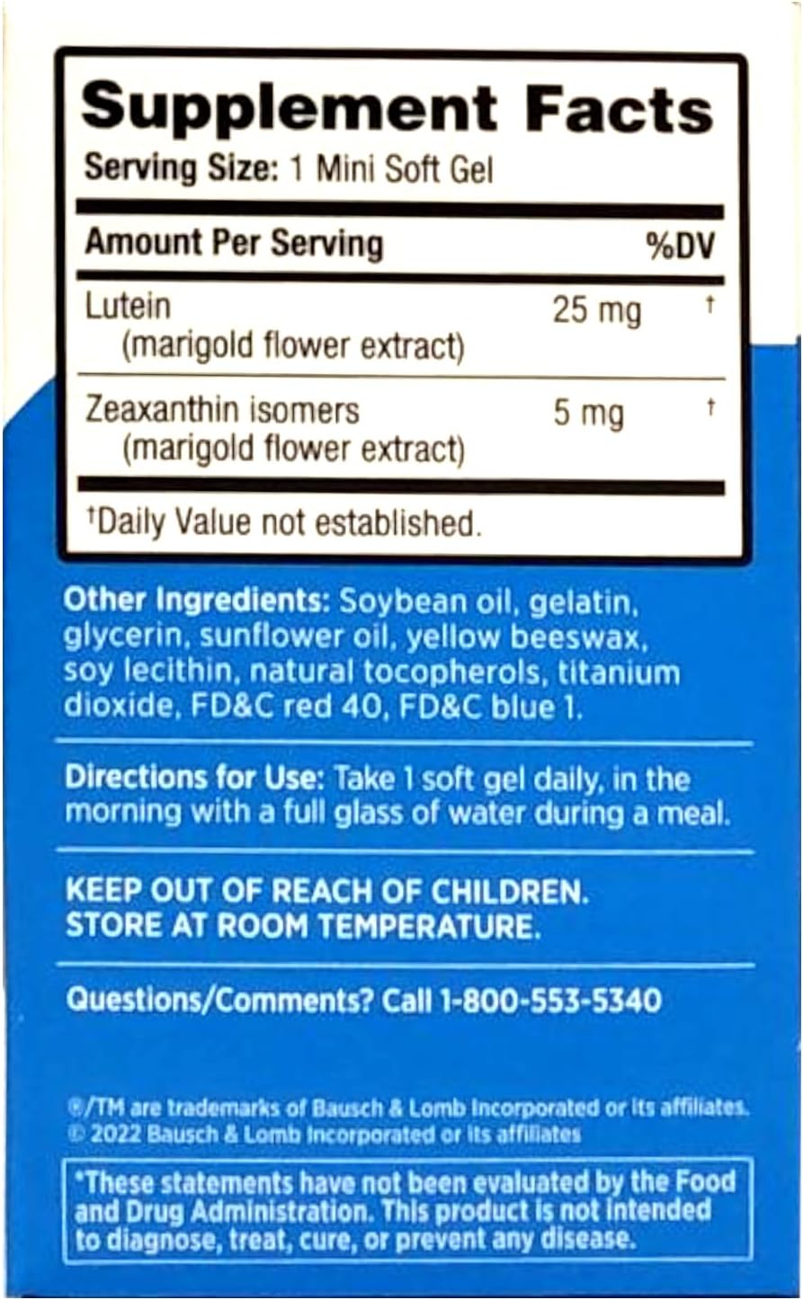 2-Pack Bausch + Lomb Ocuvite Blue Light Lutein & Zeaxanthin Supplement - 30 Softgels, 25mg Lutein