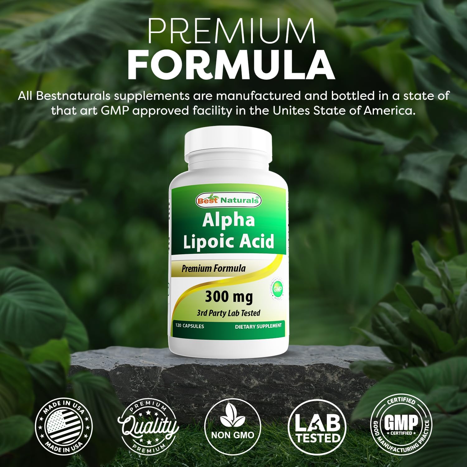 2-Pack Best Naturals Alpha Lipoic Acid 300 mg - 240 Capsules for Antioxidant Support