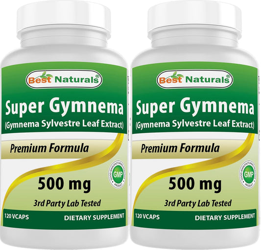 2 Pack Best Naturals Gymnema Sylvestre Extract 500mg 120 Veg Caps - 25% Gymnemic Acid - Vegetarian Formula