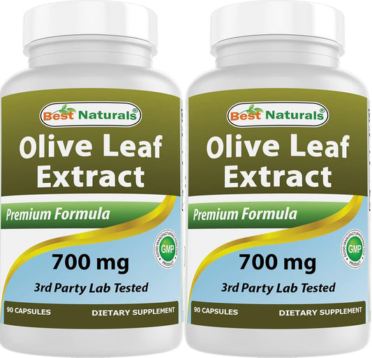 2 Pack Best Naturals Olive Leaf Extract 700mg - 180 Capsules