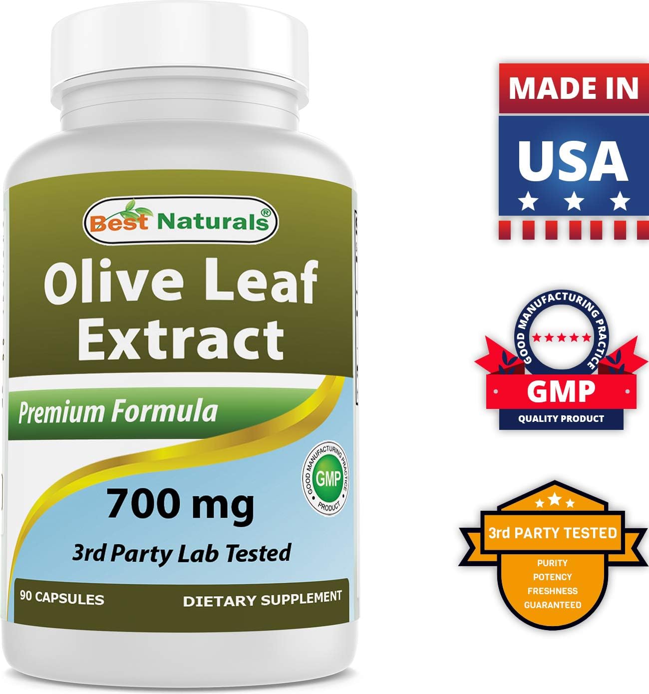 2 Pack Best Naturals Olive Leaf Extract 700mg - 180 Capsules