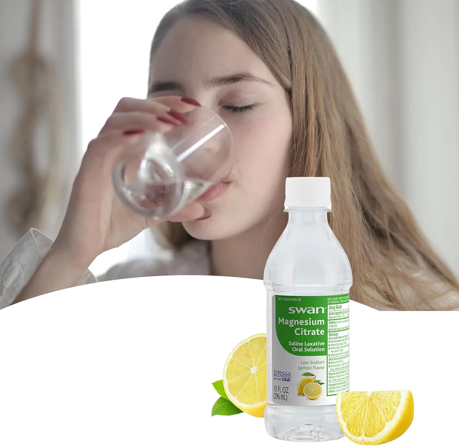 2 Pack Bleam Health Swan Magnesium Citrate Oral Solution 10 Oz - Gentle & Effective Liquid Laxative for Digestive Health - Regularity Support - Lemon Flavor - Includes Tip Card