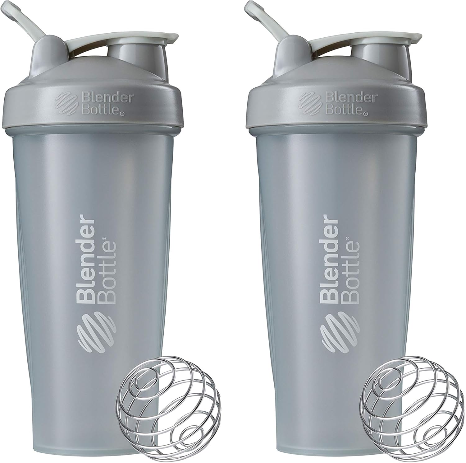 2-Pack BlenderBottle Classic Shaker Bottles, 28-Ounce, Ideal for Protein Shakes and Pre Workout, Pebble Grey