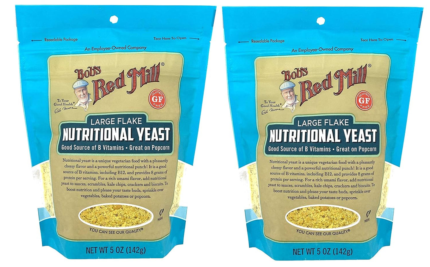 2-Pack Bob’s Red Mill Large Flake Nutritional Yeast 5 oz - Vegan Parmesan Cheese Alternative