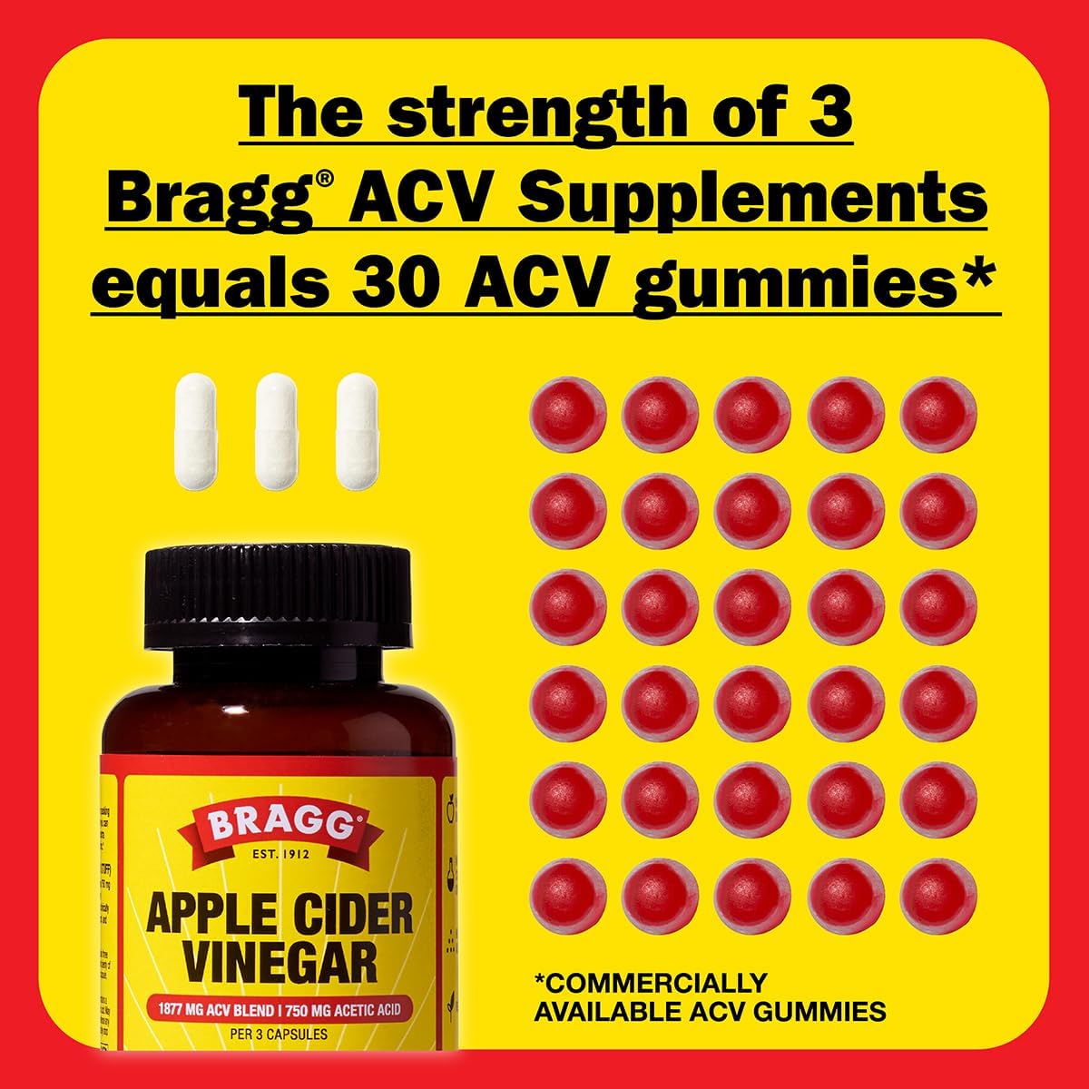 2 Pack Bragg Apple Cider Vinegar Capsules with Vitamin D and Zinc - 90 Capsules - Immune System Support