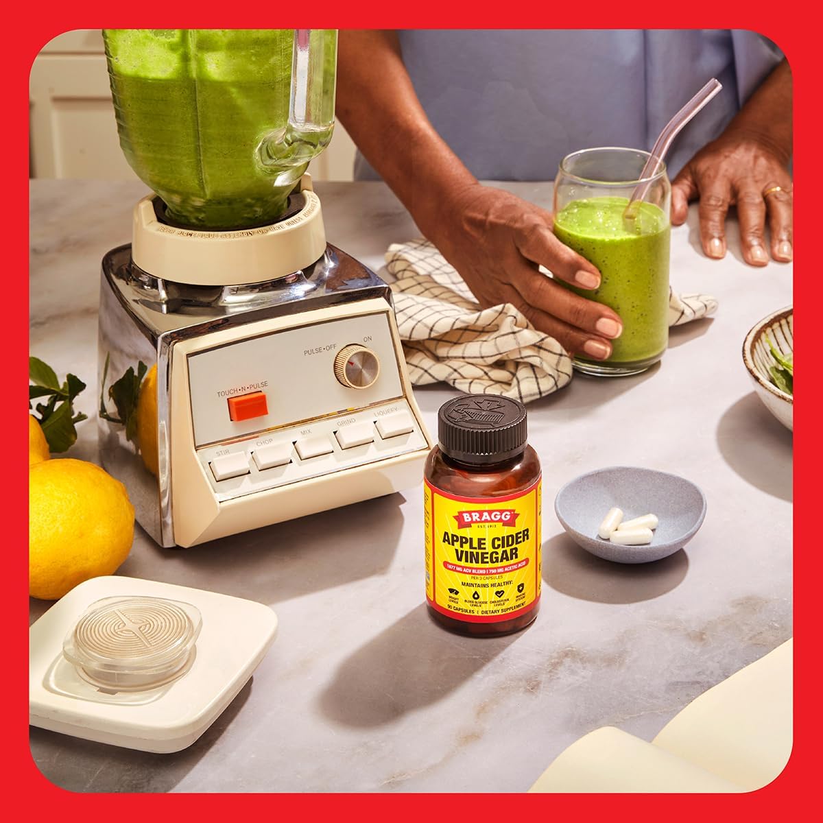 2 Pack Bragg Apple Cider Vinegar Capsules with Vitamin D and Zinc - 90 Capsules - Immune System Support