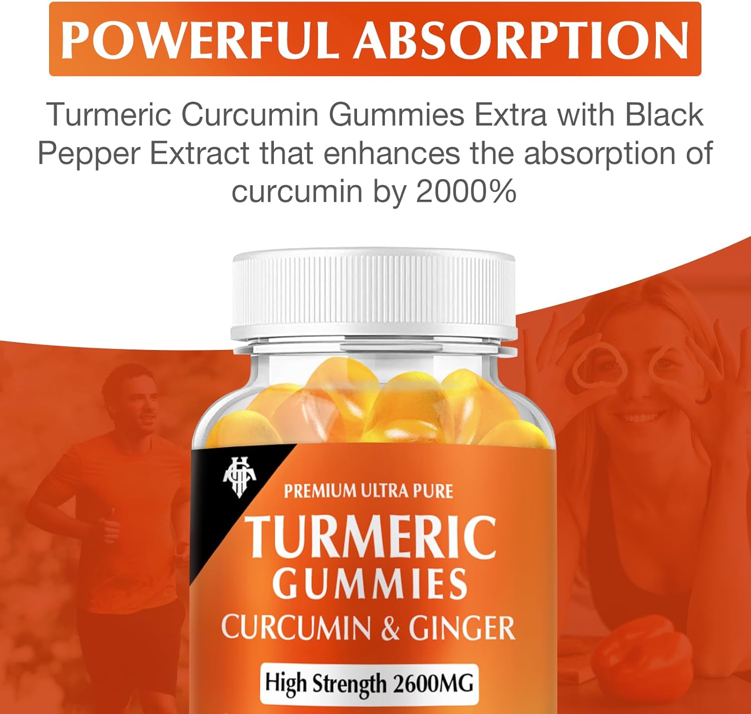 2 Pack CHANUBITO Turmeric Curcumin Gummies with Ginger & Black Pepper - Immune Support for Adults - Vegan, Gluten-Free, Low Sugar - Healthy Skin & Muscle Support