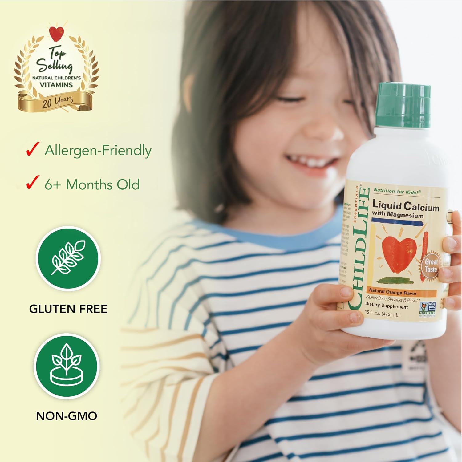 2-Pack ChildLife Essentials Liquid Calcium Supplement for Kids with Magnesium, Zinc, and Vitamin D3 - Orange Flavor, 16 fl oz - BoostGo Australia