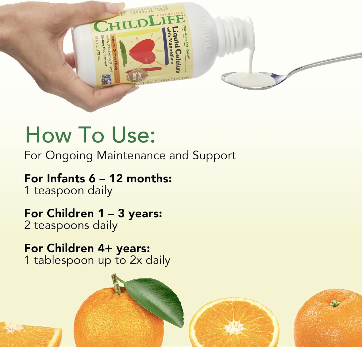 2-Pack ChildLife Essentials Liquid Calcium Supplement for Kids with Magnesium, Zinc, and Vitamin D3 - Orange Flavor, 16 fl oz - BoostGo Australia