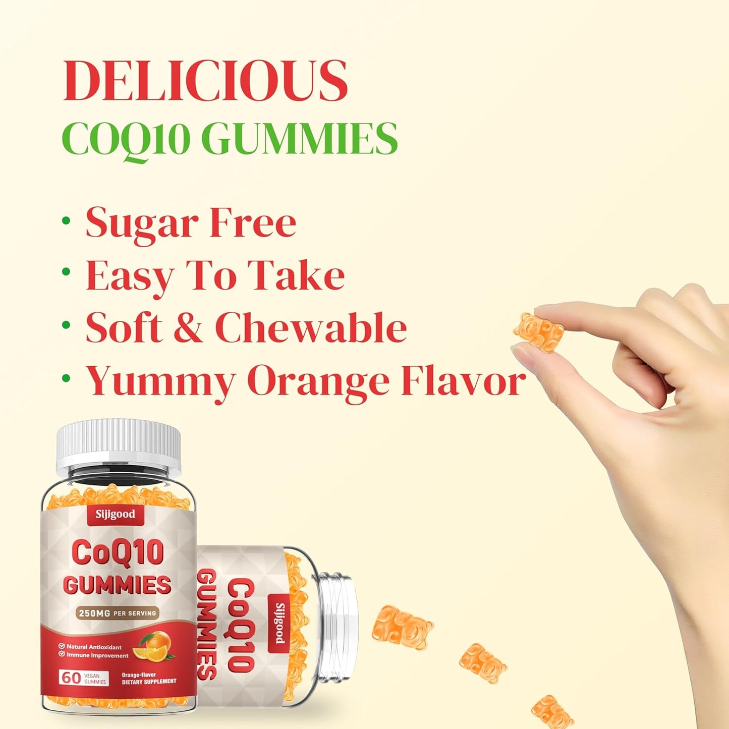 2 Pack CoQ10 Gummies with Omega-3, Vitamin E, B12, Magnesium, Zinc - Energy & Antioxidant Support - Sugar-Free Orange Flavor - 120 Gummies